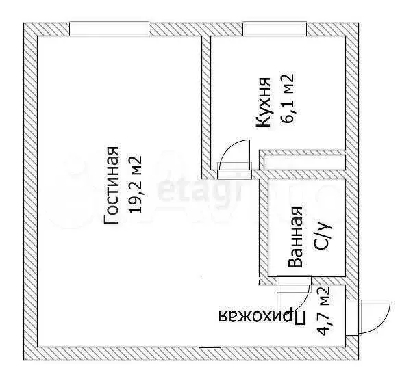 1-к. квартира, 32 м, 4/5 эт. - Фото 1