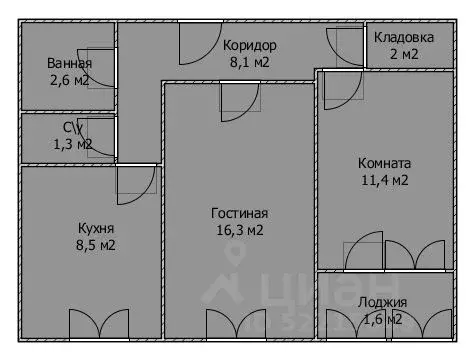 2-к кв. Башкортостан, Стерлитамак ул. Артема, 25 (51.8 м) - Фото 1