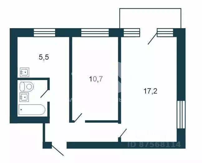 2-к кв. Новосибирская область, Новосибирск Станционная ул., 50/2 (44.8 ... - Фото 2