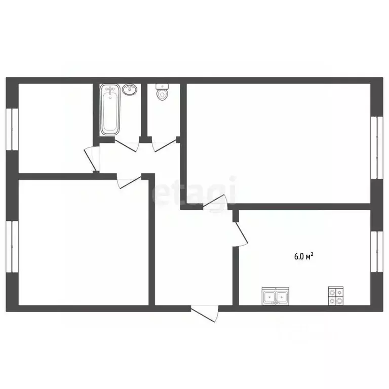 3-к кв. Пермский край, Добрянка пер. Строителей, 5 (58.3 м) - Фото 1