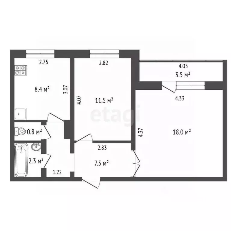 2-к кв. Ханты-Мансийский АО, Нягань 3-й мкр, 6 (50.0 м) - Фото 2