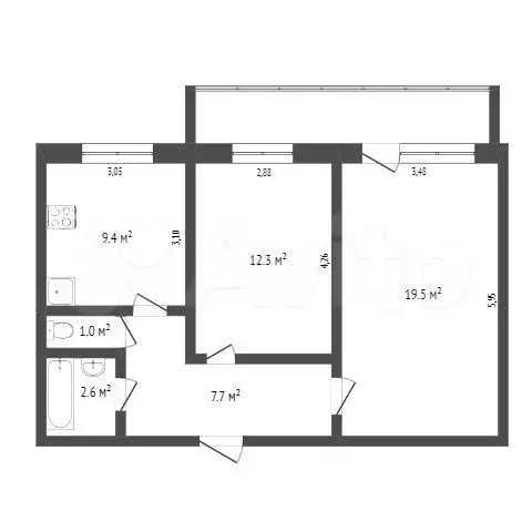 2-к. квартира, 53,2 м, 5/5 эт. - Фото 1