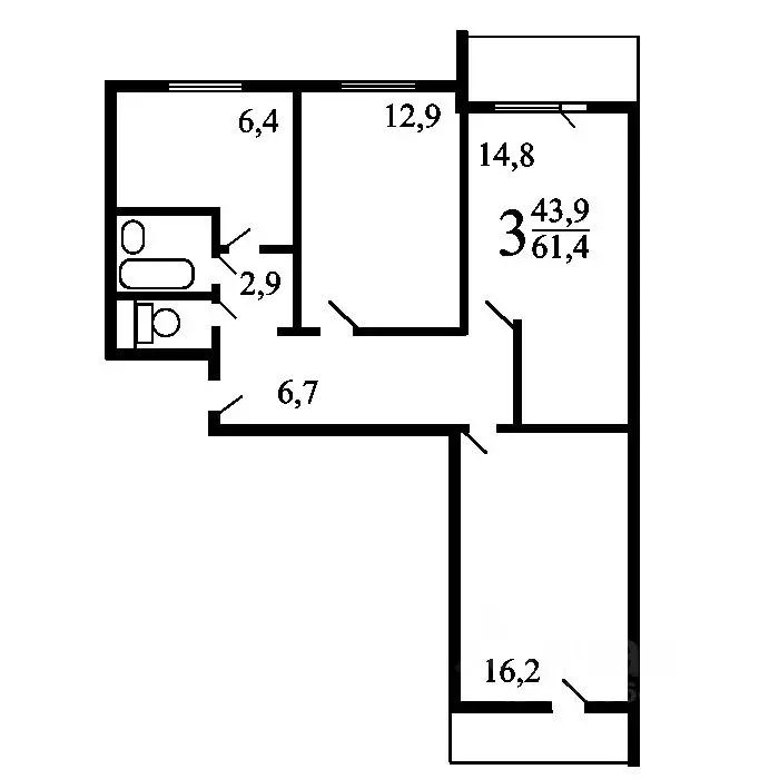 3-к кв. Москва ул. Кулакова, 21 (62.0 м) - Фото 1