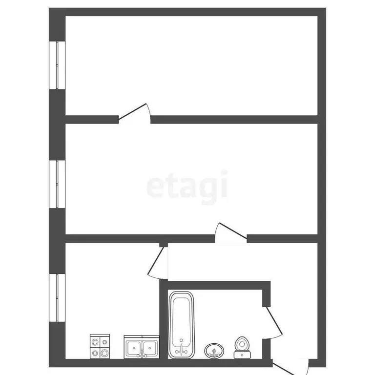 Квартира, 2 комнаты, 44 м - Фото 1
