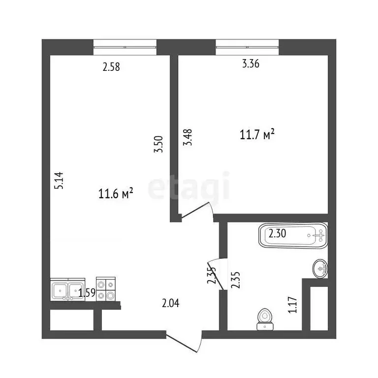 1-комнатная квартира: Тюмень, улица Республики, 204к6 (33.1 м) - Фото 1