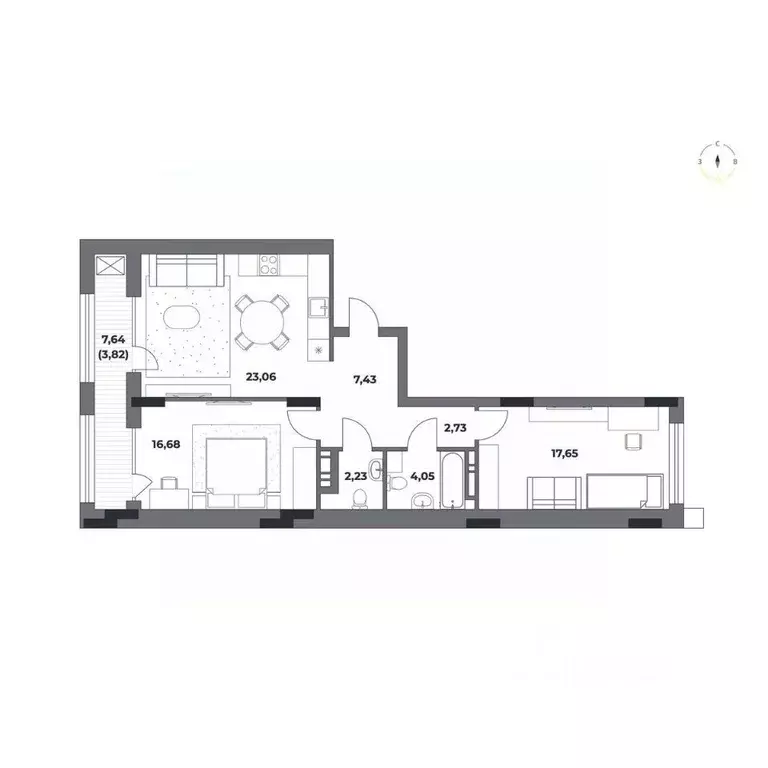 2-к кв. Омская область, Омск  (77.65 м) - Фото 0
