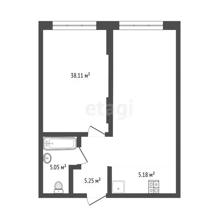 1-комнатная квартира: Тюмень, улица Республики, 205к1 (53.9 м) - Фото 1