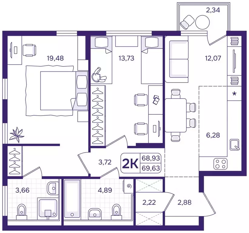 2-к кв. Приморский край, Владивосток ул. Борисенко (69.63 м) - Фото 1