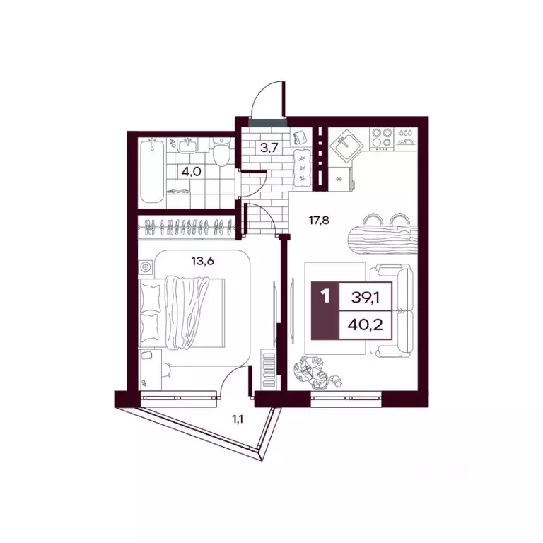 1-к кв. Тюменская область, Тюменский муниципальный округ, д. Дударева ... - Фото 1