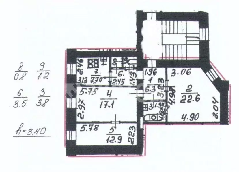 3-к кв. Санкт-Петербург ул. Маяковского, 11 (75.9 м) - Фото 2
