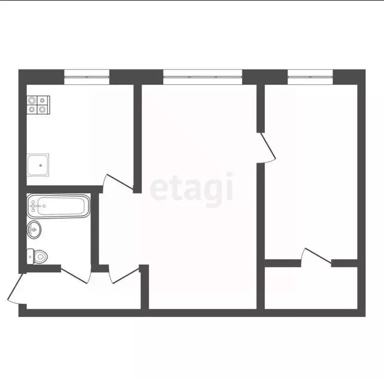 2-к кв. Тульская область, Тула ул. Галкина, 26 (43.4 м) - Фото 2