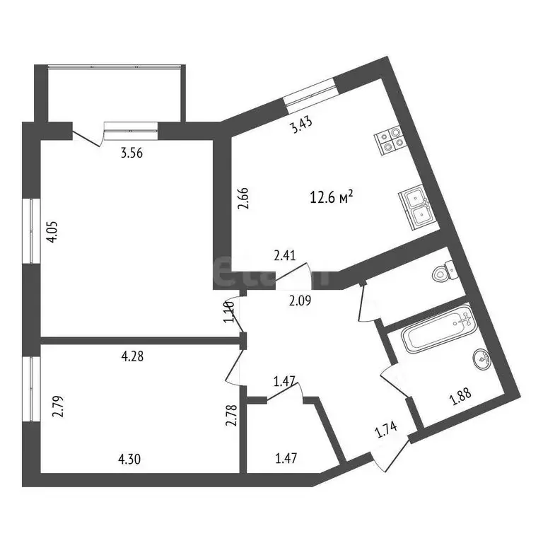 2-комнатная квартира: Вологда, Машиностроительная улица, 6 (59 м) - Фото 0