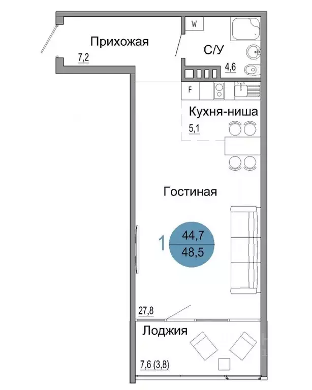 1-к кв. Крым, Керчь Белый город жилой комплекс (48.5 м) - Фото 0