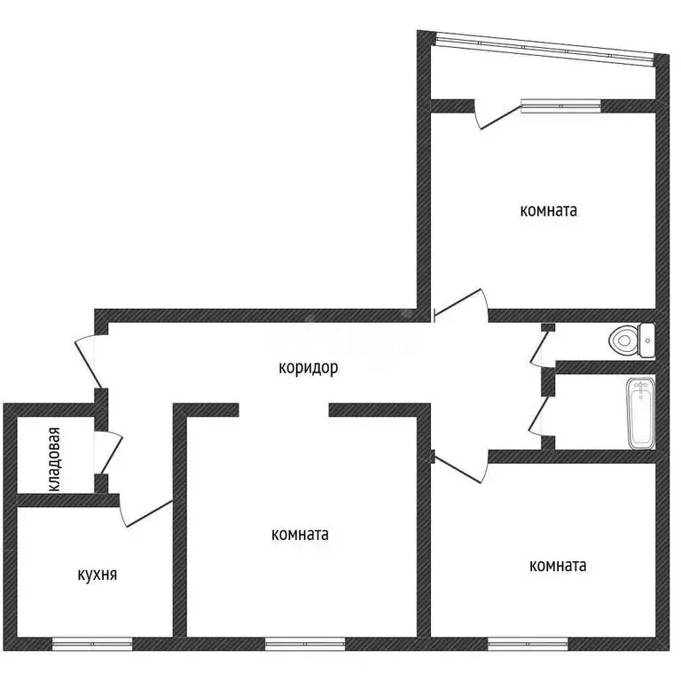 3-комнатная квартира: Бийск, переулок Николая Гастелло, 4 (63.7 м) - Фото 1