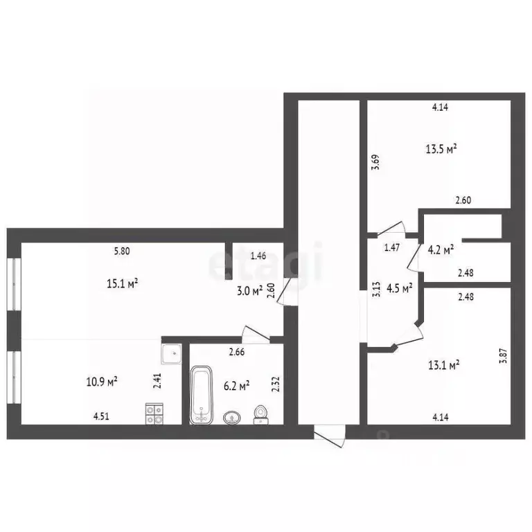 3-к кв. Ростовская область, Батайск ул. Северный Массив, 12 (81.0 м) - Фото 2