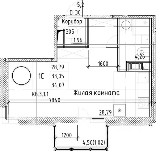 Студия Санкт-Петербург Заставская ул., 30 (34.07 м) - Фото 0