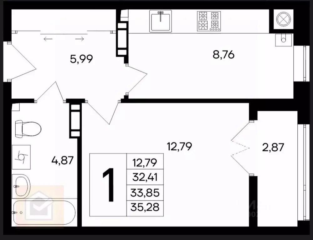 1-к кв. Крым, Евпатория просп. Победы, 93 (35.28 м) - Фото 1