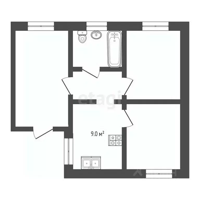 2-к кв. Саратовская область, Балашов Интернациональная ул., 66 (41.4 ... - Фото 1