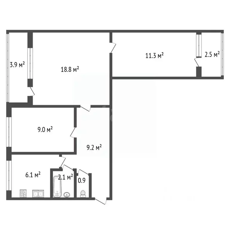 3-к кв. Санкт-Петербург ул. Шостаковича, 5К1 (63.7 м) - Фото 2