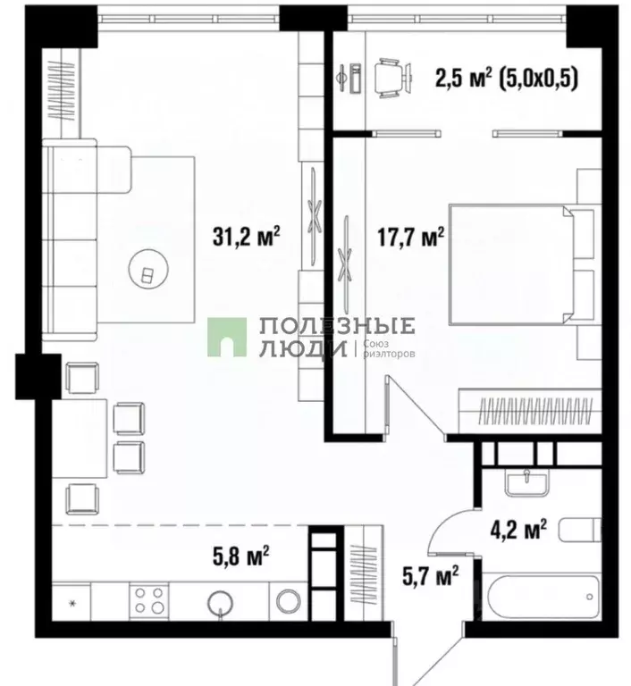 2-к кв. Краснодарский край, Краснодар ул. Имени 40-летия Победы, 33Г ... - Фото 2