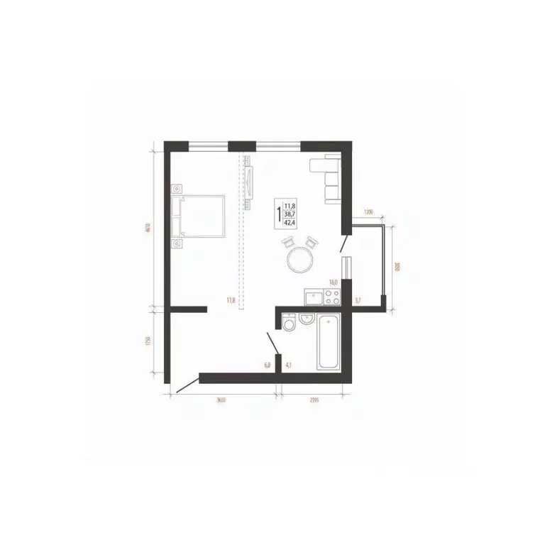 1-к кв. Иркутская область, Иркутск Сарафановская ул. (42.4 м) - Фото 1