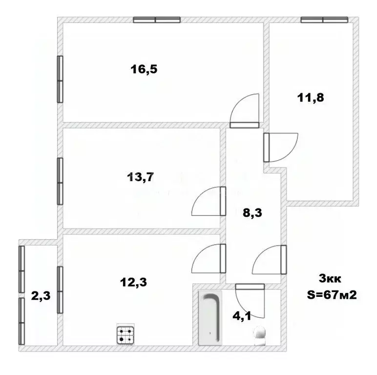 3-к кв. Калининградская область, Гурьевск ул. Генерал-лейтенанта ... - Фото 2