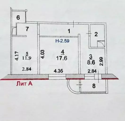 2-к. квартира, 55,8 м, 1/10 эт. - Фото 0