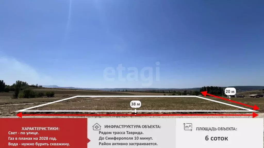 Участок в Крым, Симферопольский район, Трудовское с/пос, с. Лазаревка ... - Фото 1