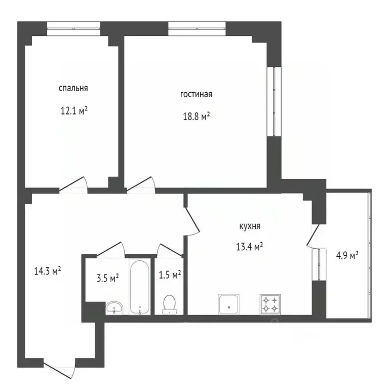2-к кв. Красноярский край, Красноярск ул. Алексеева, 22 (63.0 м) - Фото 2