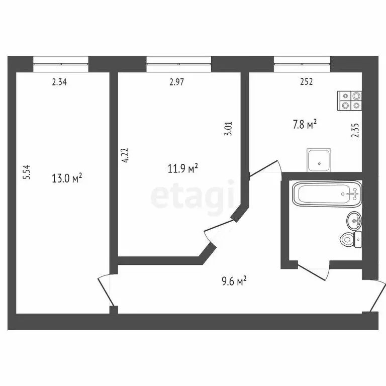 2-комнатная квартира: Омск, проспект Карла Маркса, 87А (44 м) - Фото 0