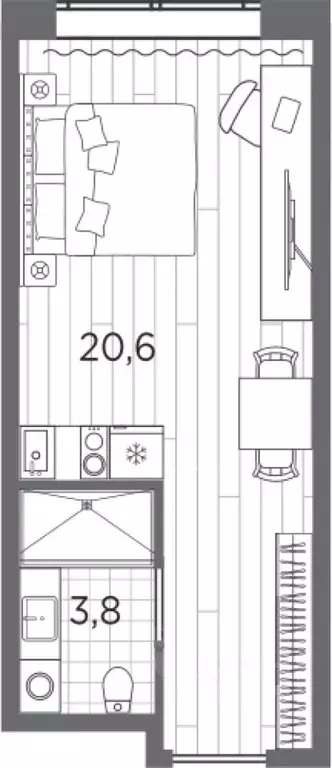 Студия Санкт-Петербург просп. Стачек, 62Е (24.4 м) - Фото 0