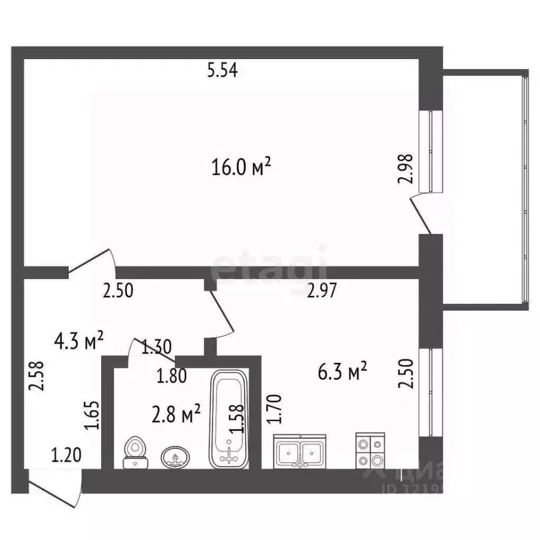 1-к кв. Архангельская область, Котлас ул. Герцена, 16А (29.8 м) - Фото 2