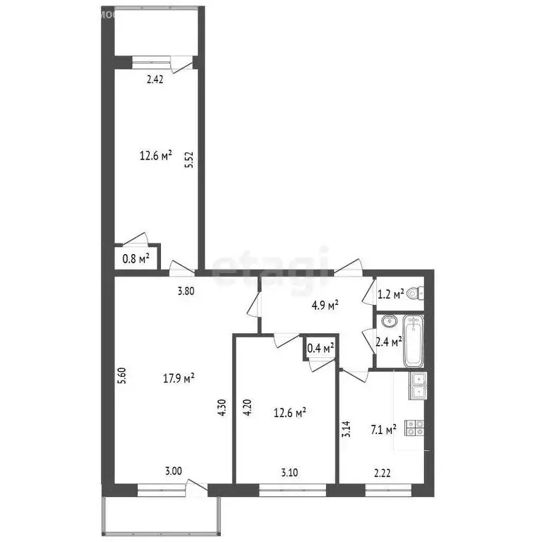 3-комнатная квартира: Батайск, Октябрьская улица, 120 (59.9 м) - Фото 0