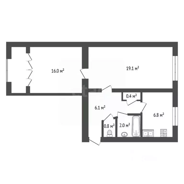 2-к кв. Севастополь пл. 50-летия СССР, 5/3 (52.8 м) - Фото 2