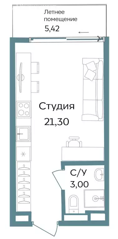 Квартира-студия: Республика Крым, Саки (29.72 м) - Фото 1