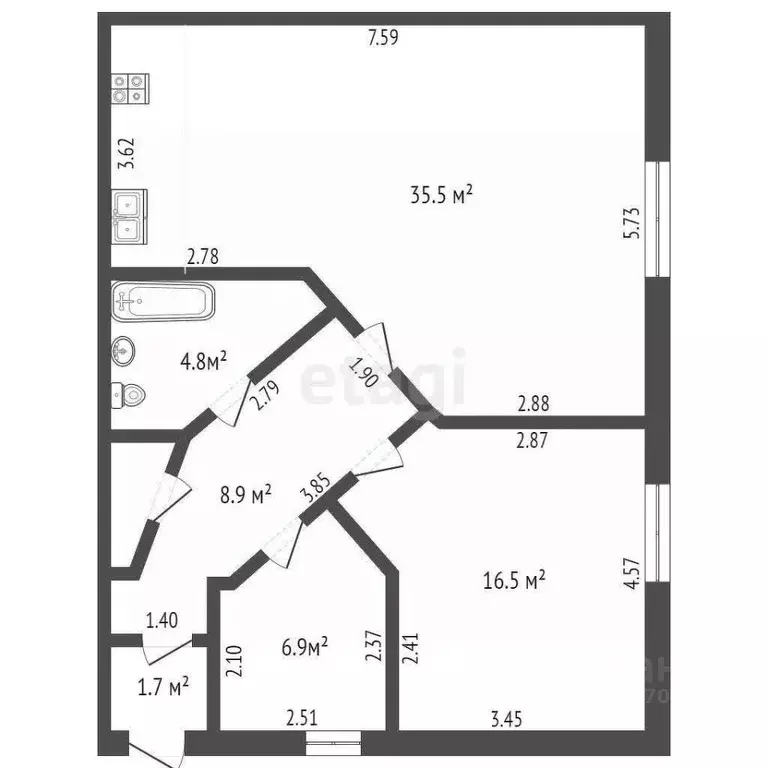 2-к кв. Ямало-Ненецкий АО, Тарко-Сале Пуровский район, ул. Победы, 32 ... - Фото 1