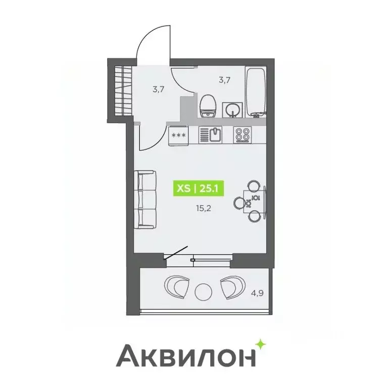 Студия Санкт-Петербург бул. Головнина, 4 (25.1 м) - Фото 1