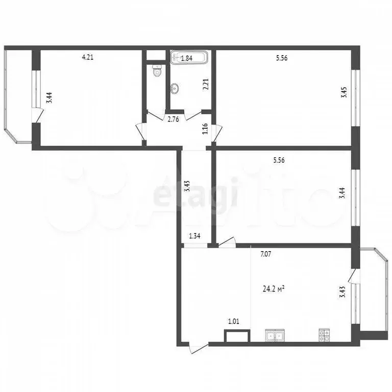 3-к. квартира, 90 м, 2/14 эт. - Фото 0