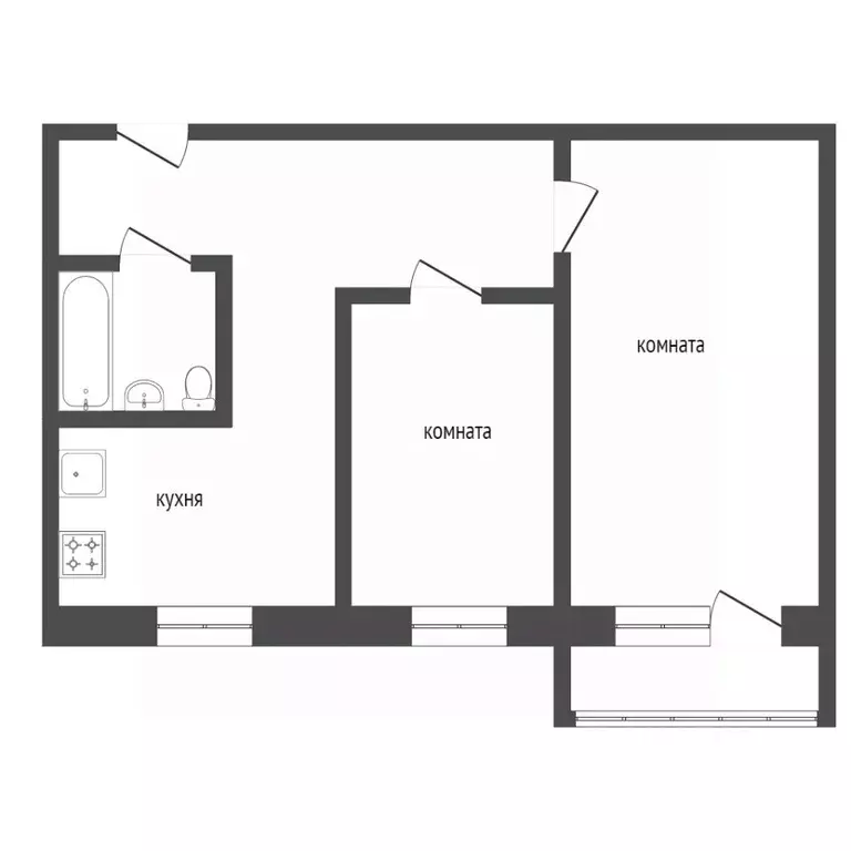 2-к кв. Курганская область, Курган просп. Конституции, 67 (26.1 м) - Фото 1