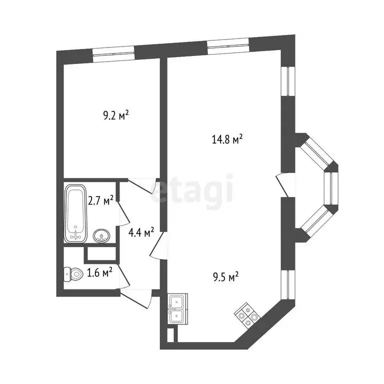 1-комнатная квартира: Санкт-Петербург, Звенигородская улица, 7к2 (42.2 ... - Фото 1