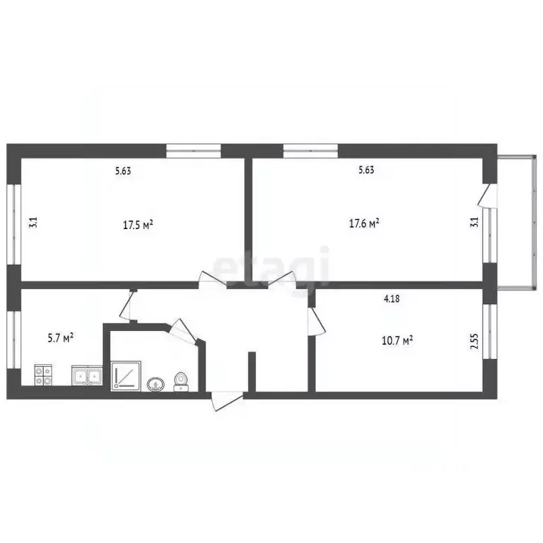 3-к кв. Камчатский край, Петропавловск-Камчатский просп. Циолковского, ... - Фото 2