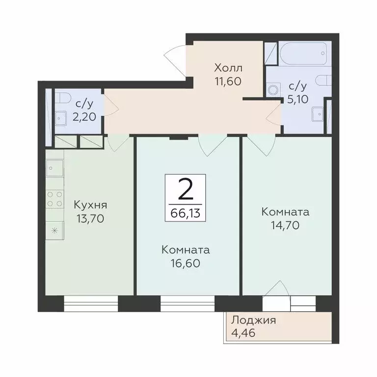 2-комнатная квартира: посёлок городского типа Родники, жилой комплекс ... - Фото 1