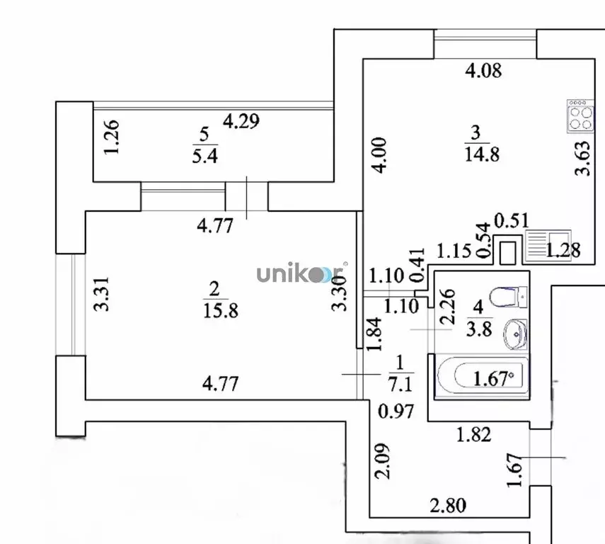 1-комнатная квартира: Миловка, Лесная улица, 3/1 (46.9 м) - Фото 0