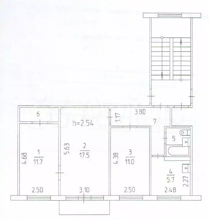 3-к. квартира, 56,3 м, 2/5 эт. - Фото 0