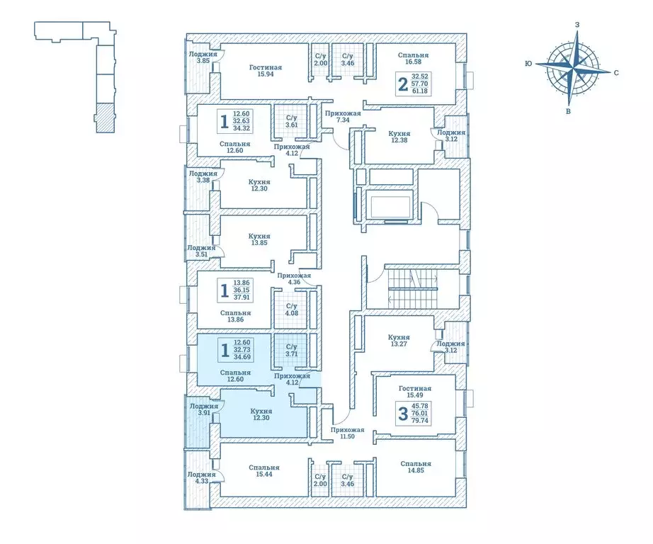 1-комнатная квартира: посёлок городского типа Монино, улица Генерала ... - Фото 2