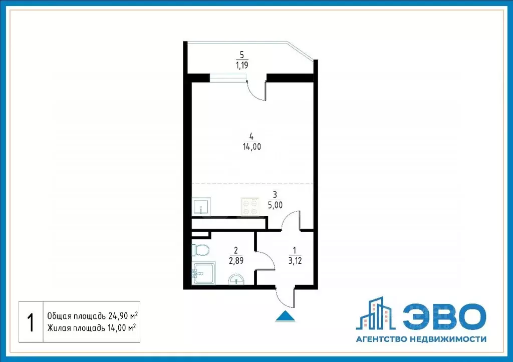 Студия Ленинградская область, Мурино Всеволожский район, бул. ... - Фото 2