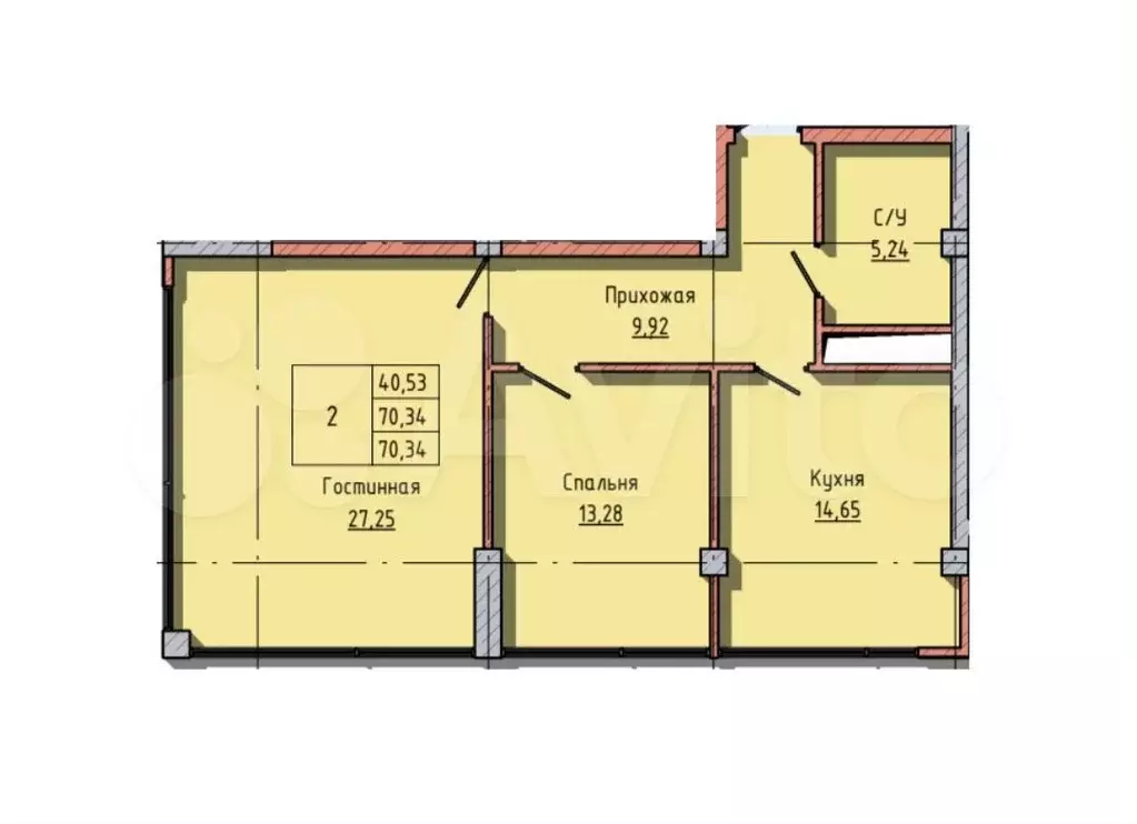 2-к. квартира, 70 м, 9/13 эт. - Фото 0