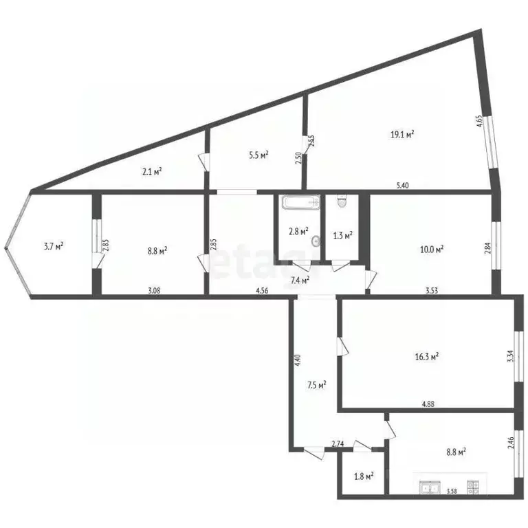 4-к кв. Ростовская область, Ростов-на-Дону просп. Королева, 25Б (91.0 ... - Фото 2