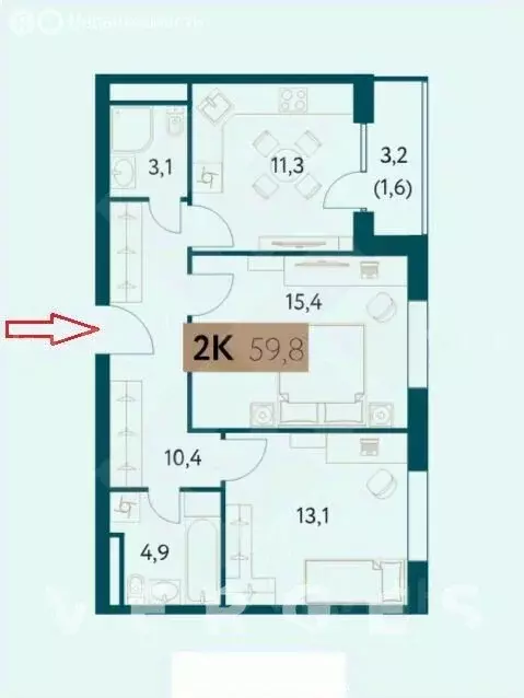 3-комнатная квартира: Москва, Винницкая улица, 8к4 (59.5 м) - Фото 0