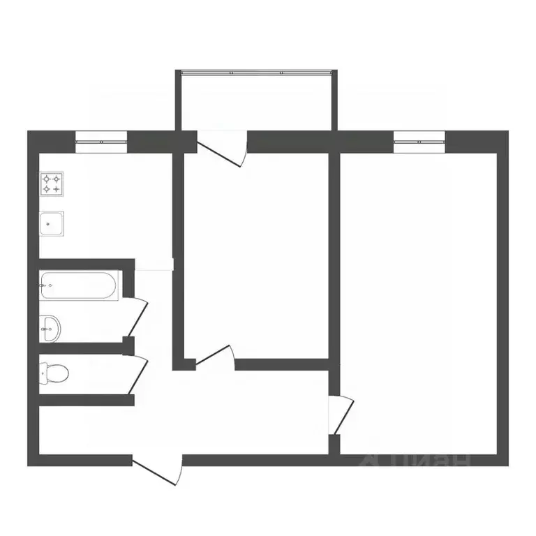 2-к кв. Тюменская область, Тюмень Профсоюзная ул., 79 (43.2 м) - Фото 1